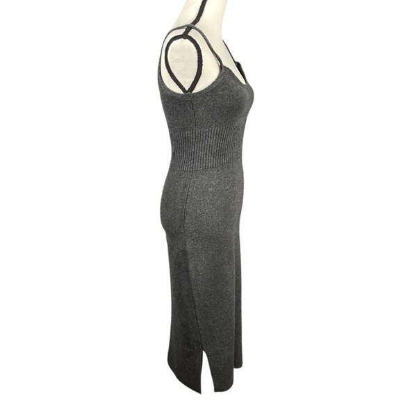 Express Women’s Strappy Ribbed Knit Midi Dress Medium Charcoal Gray Bodycon NWT - Picture 4 of 10